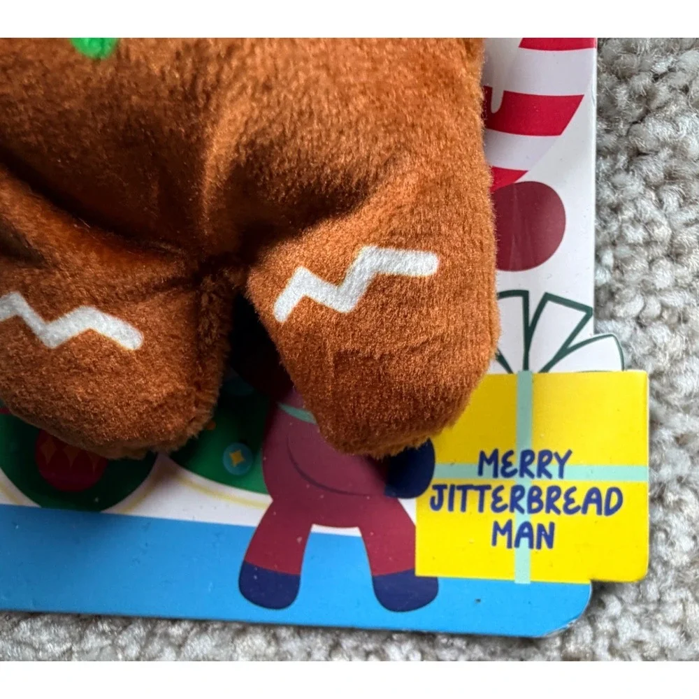 Bark Merry Jitterbread Man Christmas Plush Squeaker Dog Toy XS-S Brown